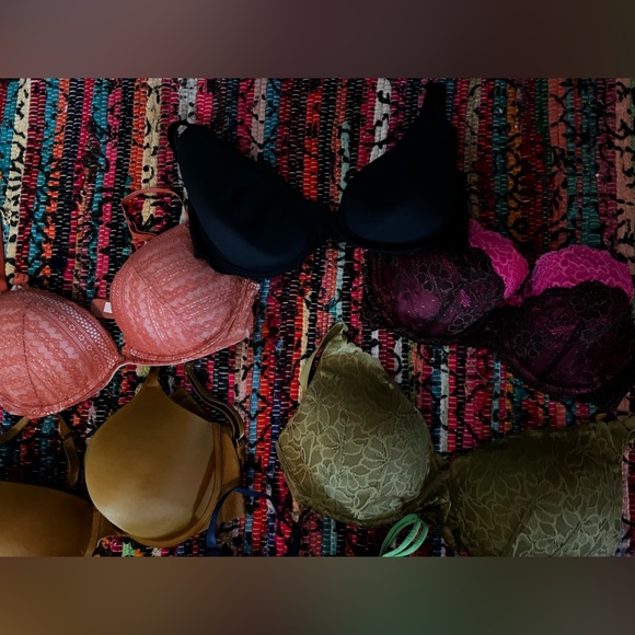 💜 VICTORIAS SECRET EUC PADDED PUSH-UP BRA PANTIES LOT OF 8 36D LARGE XL - Picture 7 of 8